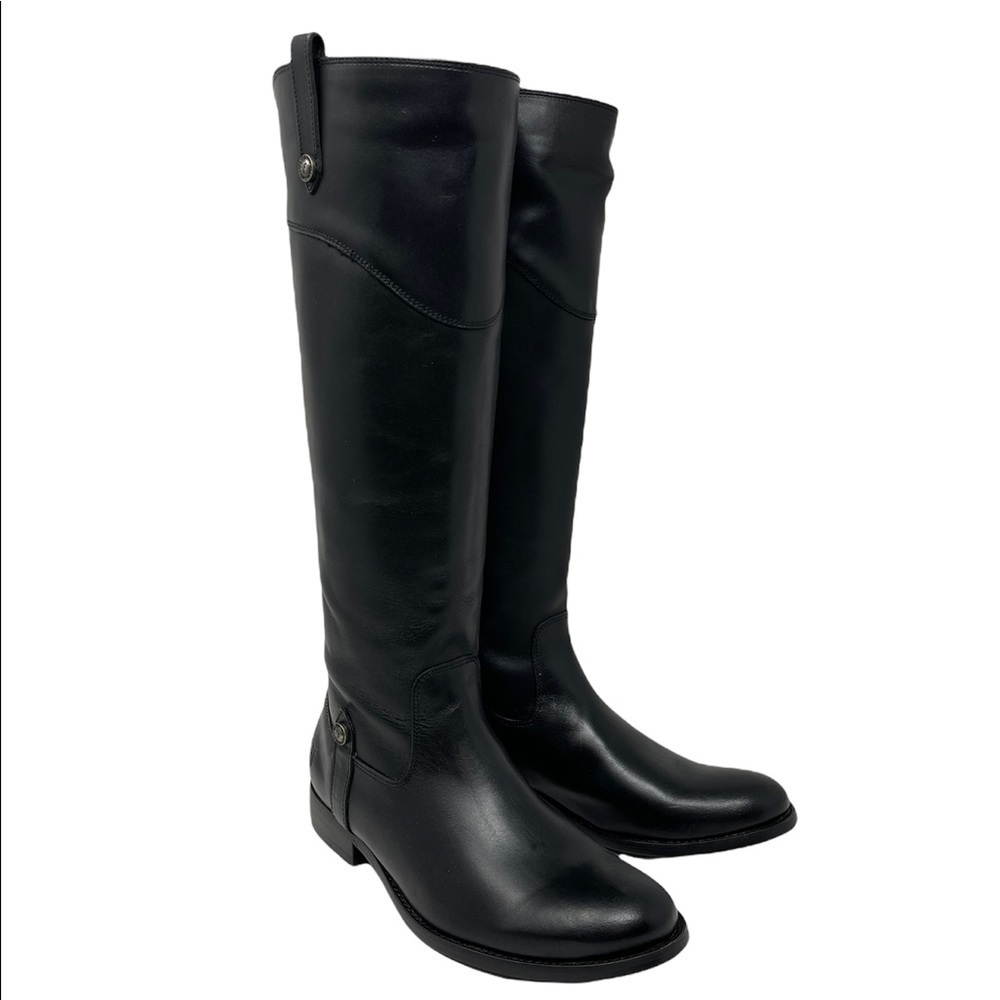 Frye Melissa Tab Tall Black Leather Riding Boots